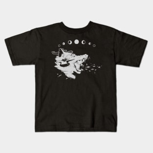 Wild Wolf Creature With Stars And Eyes Kids T-Shirt